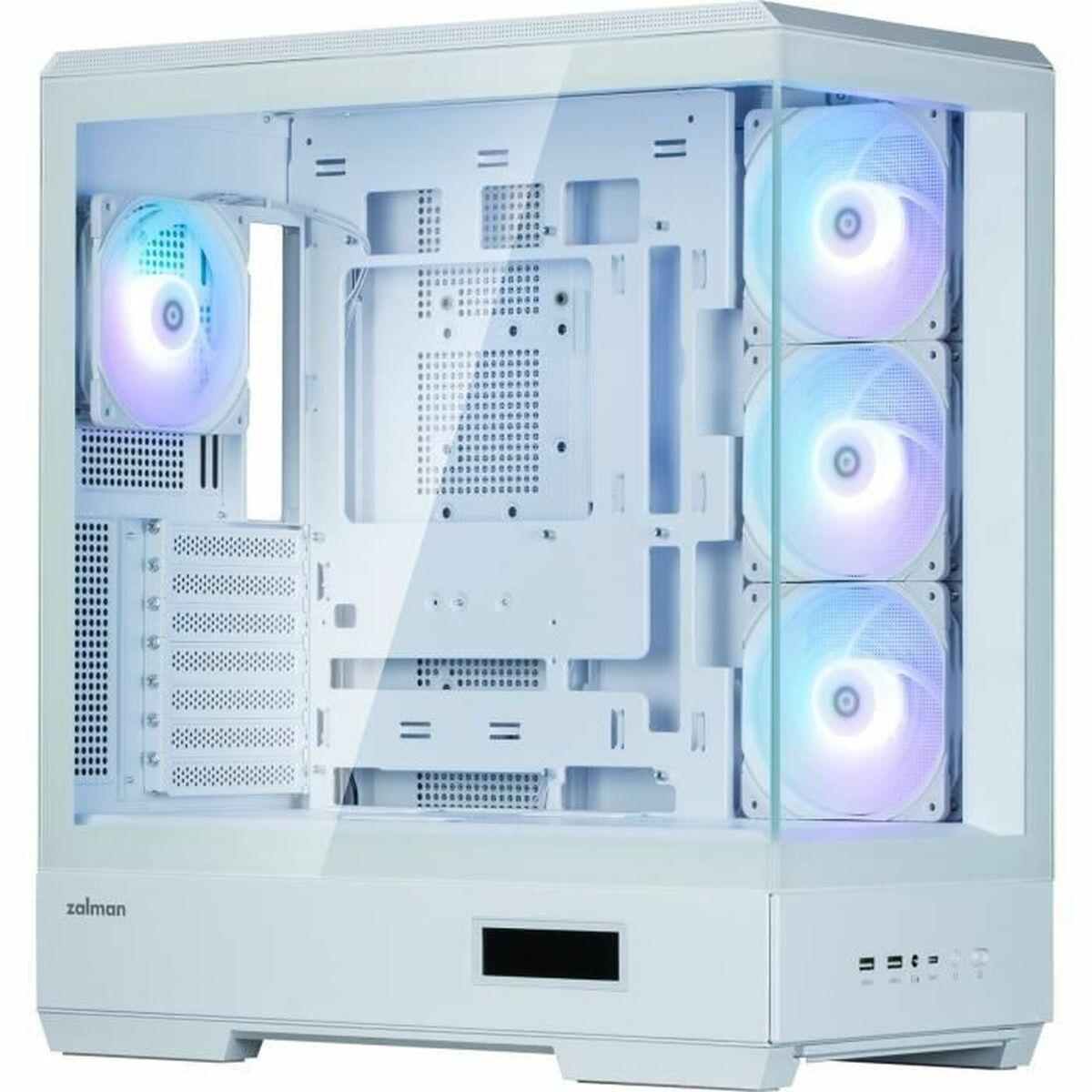 Zalman P50 DS ATX semi-tårn - hvid PC-kabinet med RGB og USB‑C