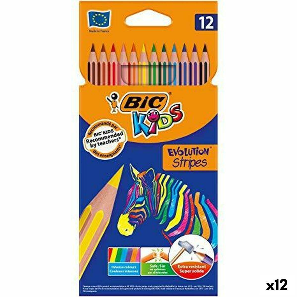 Bic Kids Evolution Stripes farveblyanter - 12 stk., multifarvet