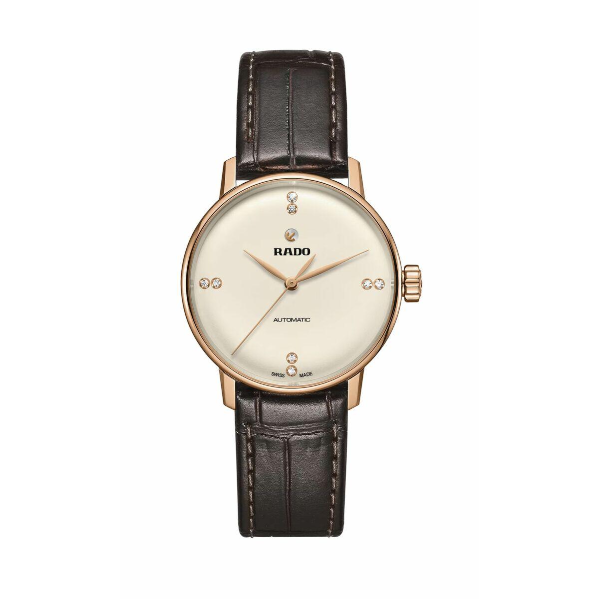 Rado Dameur R22865765 - automatisk armbåndsur i læder, hvid skive