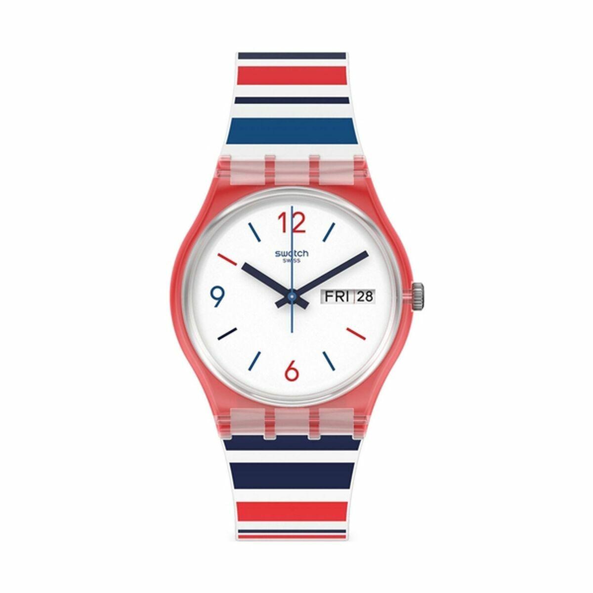 Swatch herreur Ø 34 mm - rød urkasse, hvid skive
