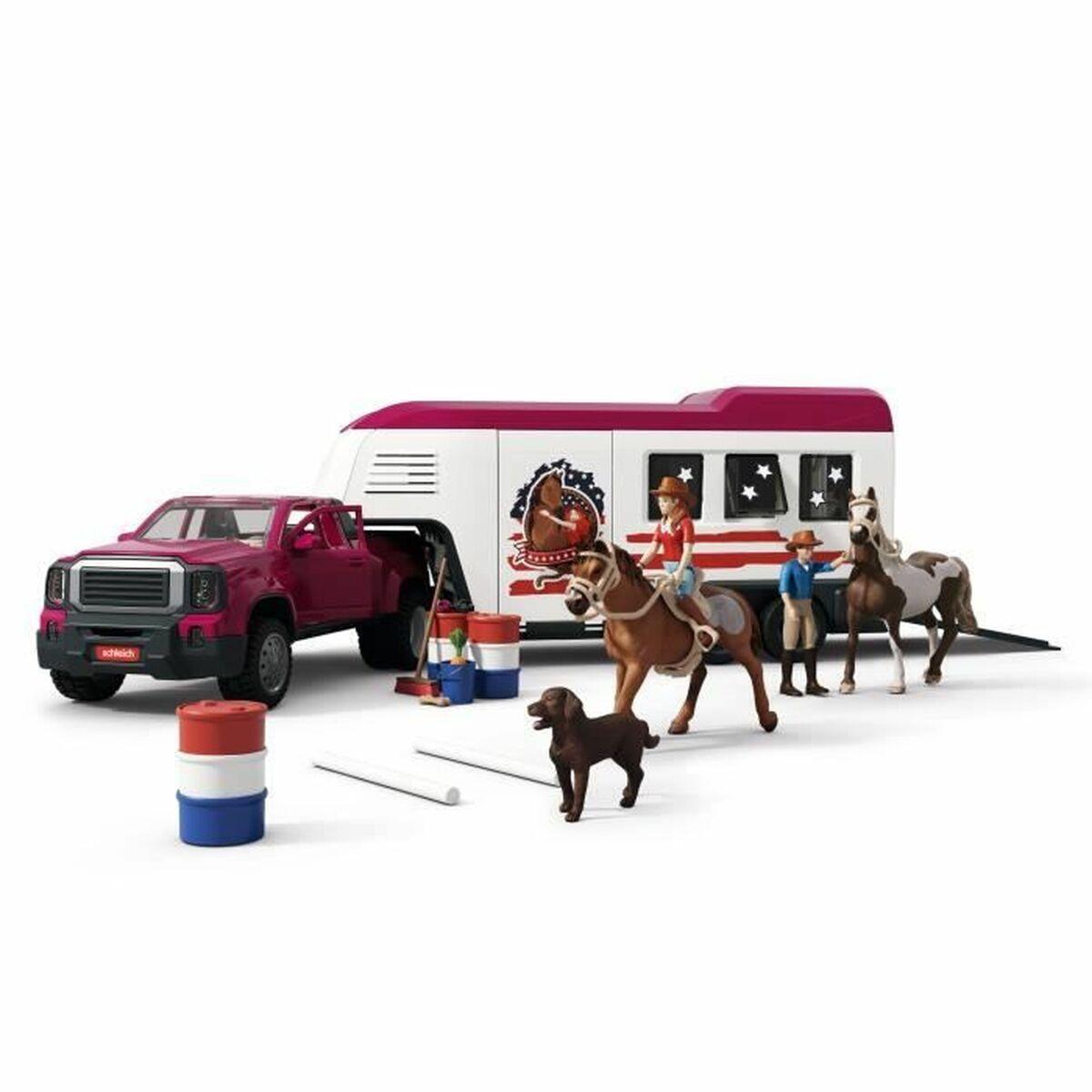 Schleich actionfigurer - hestetrailer legesæt, rød/multifarvet billede