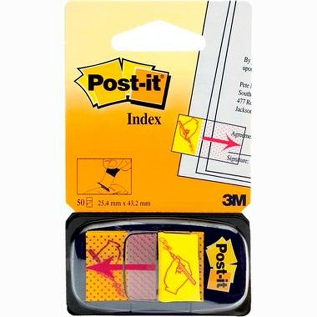 Post-it Index 680 faner - gul, 25 × 50 mm