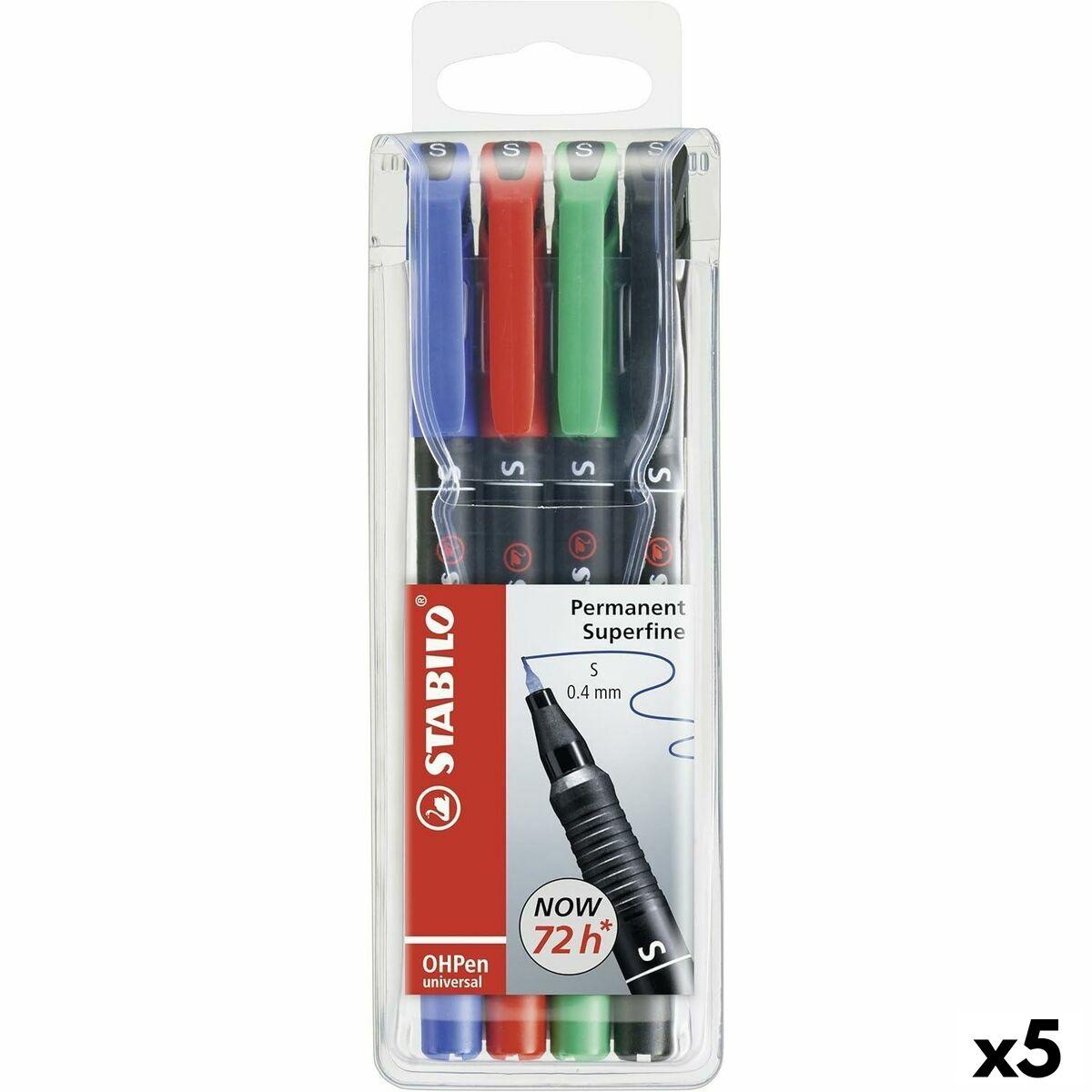 Stabilo OHPen Universal fiberpenne - multifarver, 0,4 mm, 4 stk. (pakke med 5)