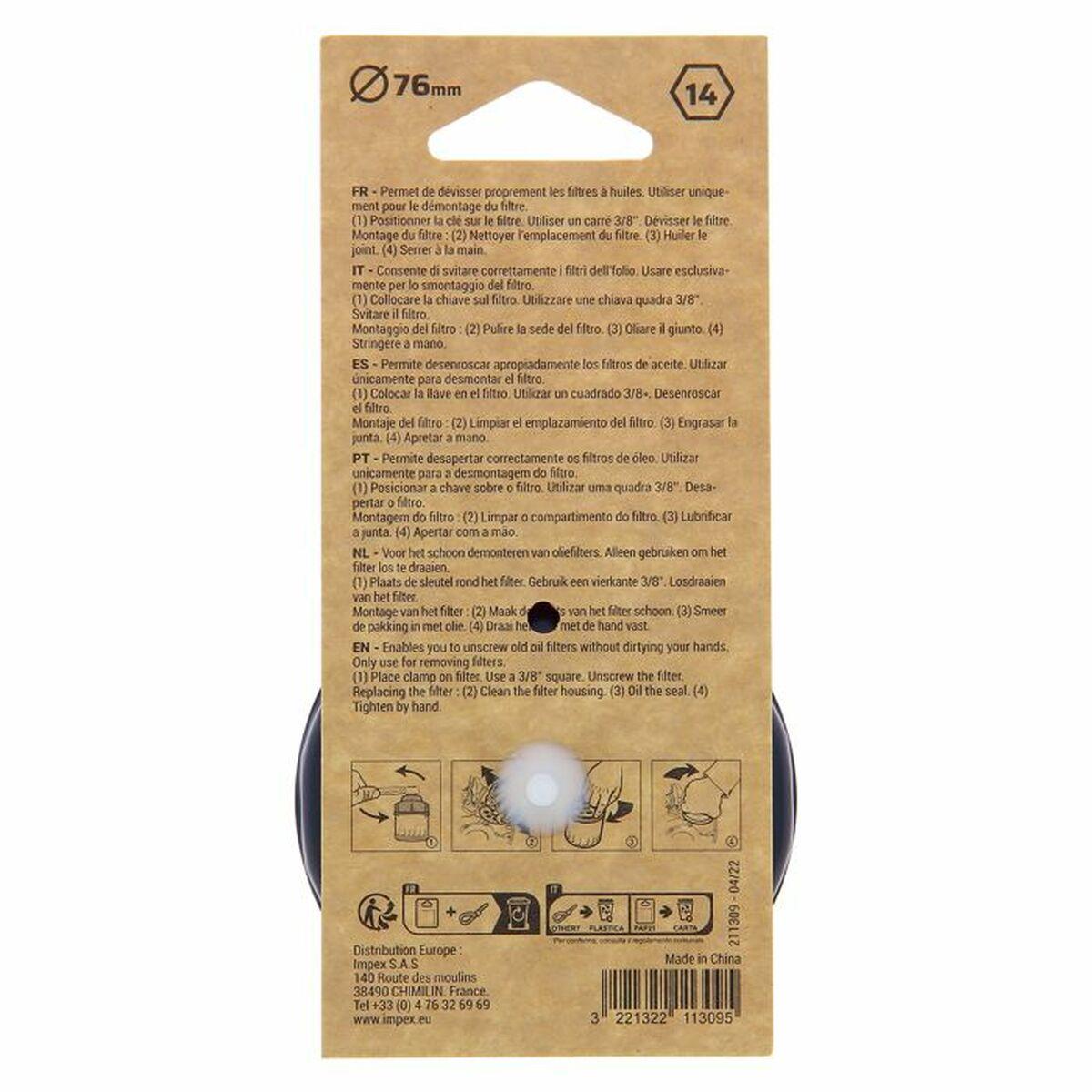 PRECISION-STEEL oliefilterkopnøgle Ø76 mm (D76)