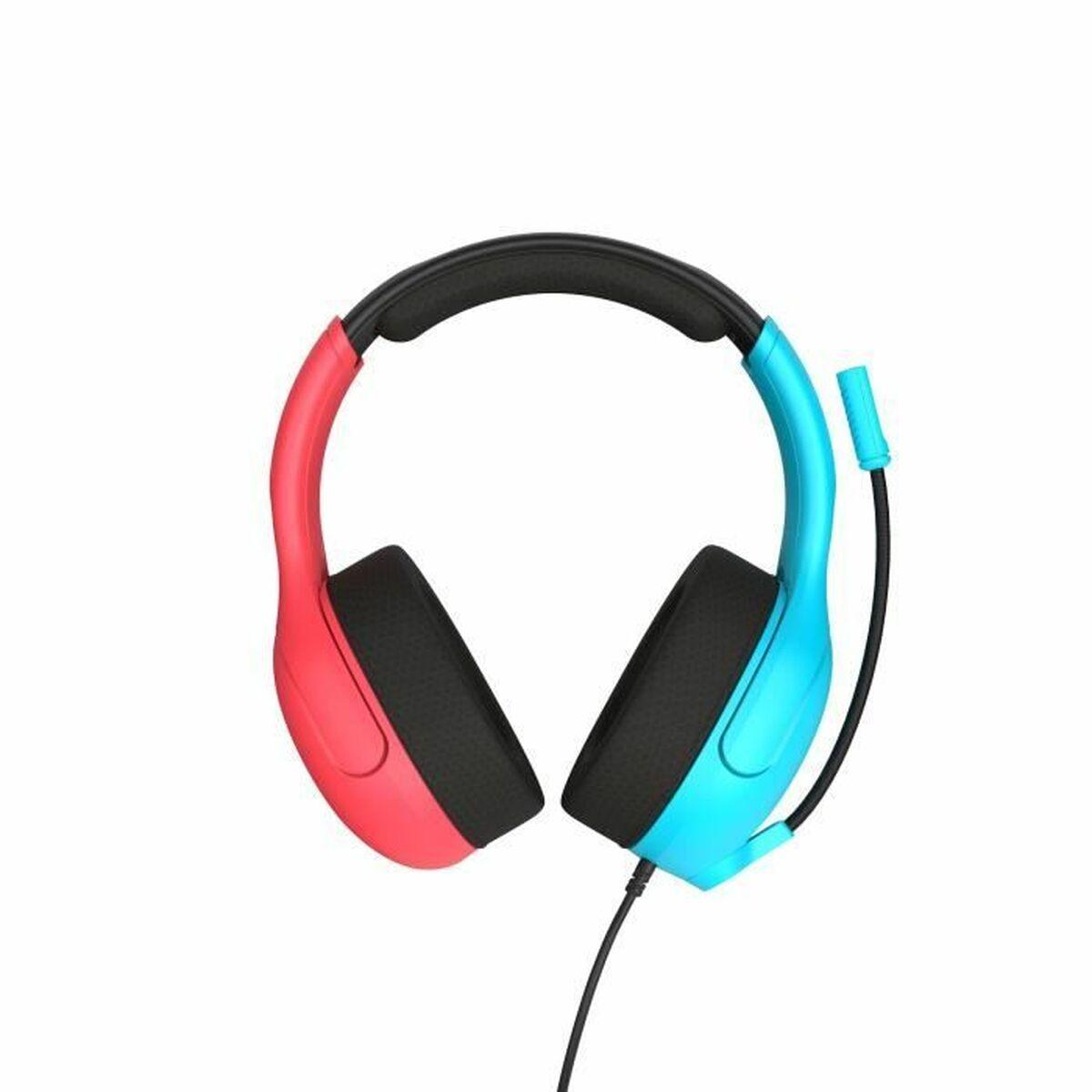 Turtle Beach gaming-headset med mikrofon - Neon Blue & Red (Switch 2) billede