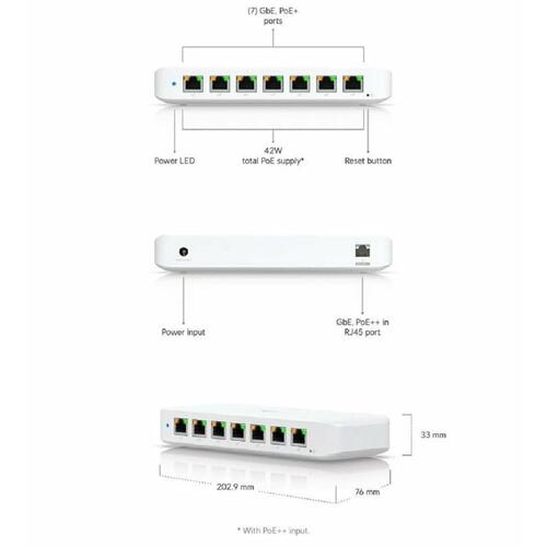 UBIQUITI USW-ULTRA-210W 8-port netværksswitch (sort)