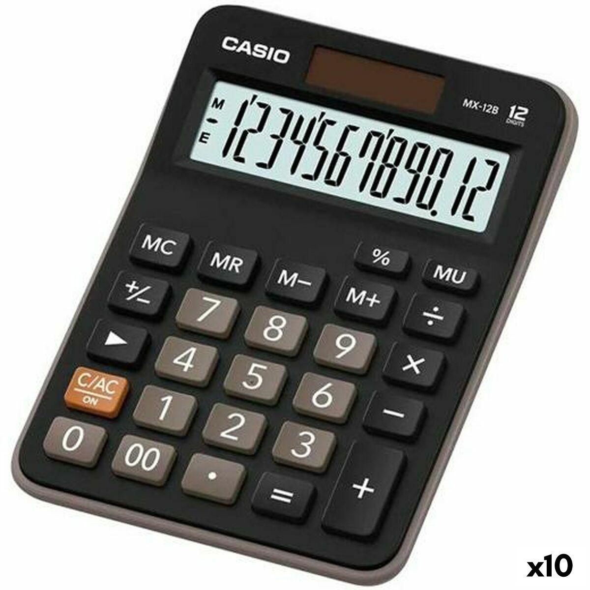 Casio MX-12B lommeregner - sort, 12 cifre, 14,7 × 10,6 × 2,9 cm (pakke med 10)