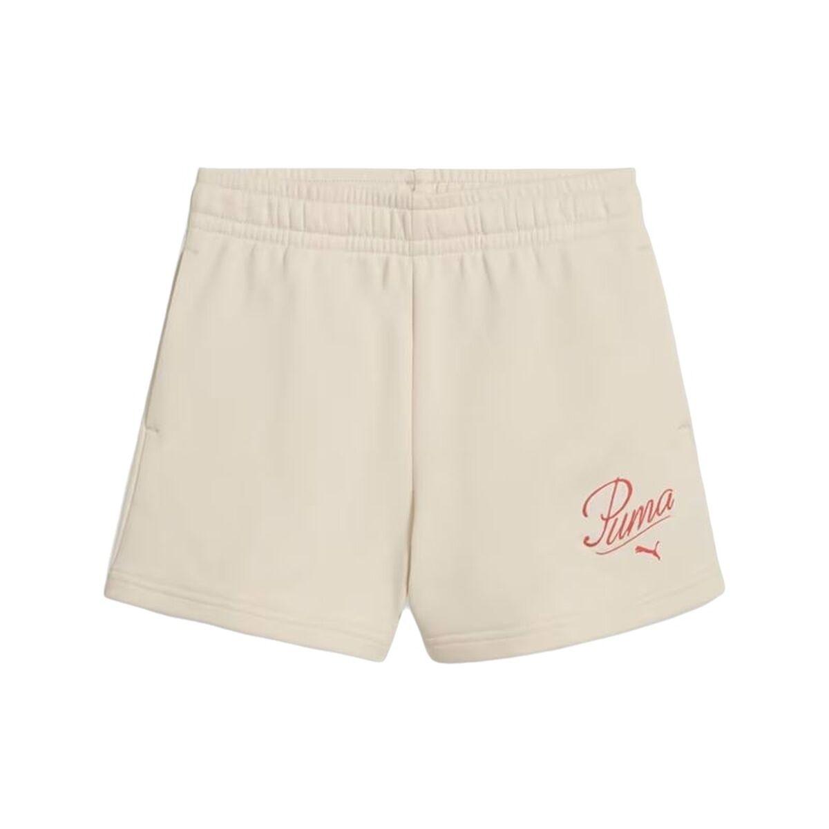 Puma Essentials Script sportsshorts - 13-14 år, naturhvid