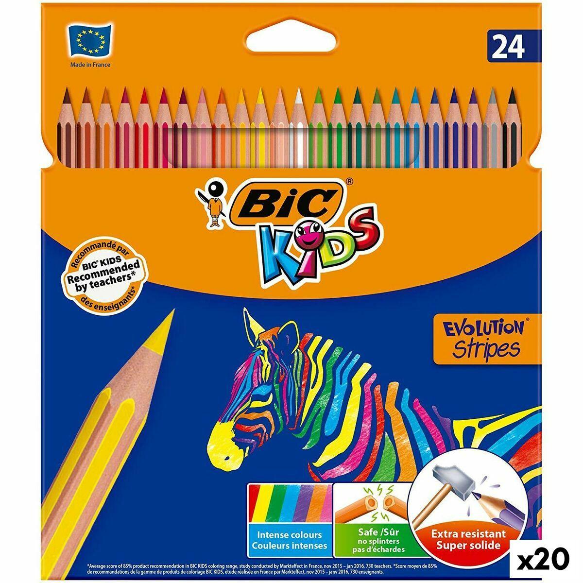 Bic Kids Evolution Stripes farveblyanter - 24 stk (20 pk)