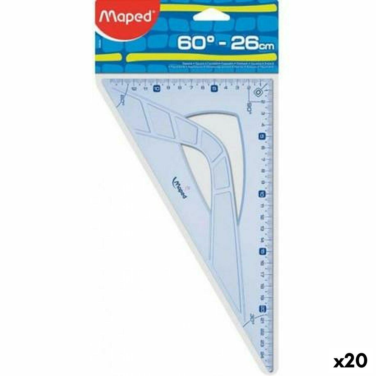 Maped retvinklet lineal 60° - gennemsigtig, 26 cm (20 stk.)