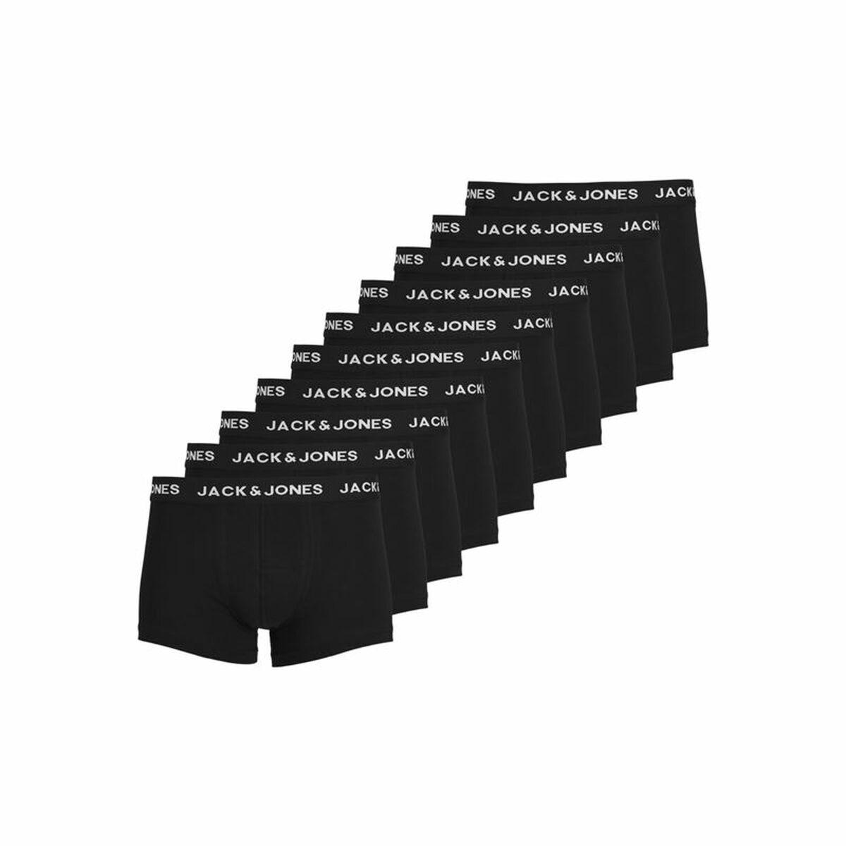 Jack & Jones 10pak ensfarvede underbukser/boksershorts i sort til herre