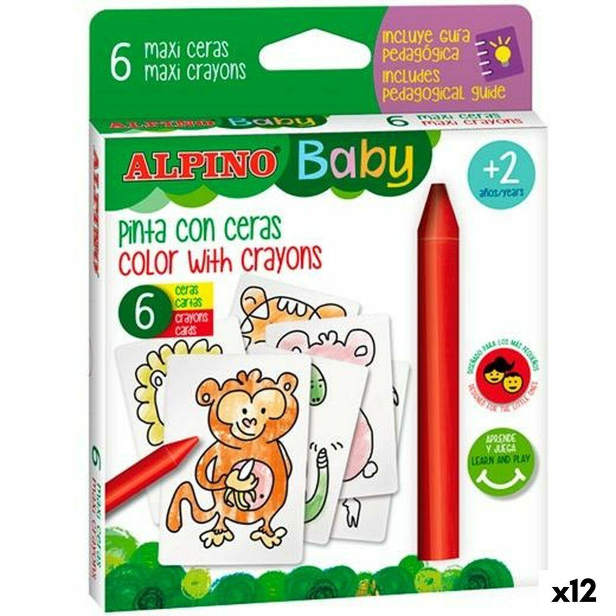 Alpino Farvevoks Baby Jungle - Multifarvet, 12 enheder