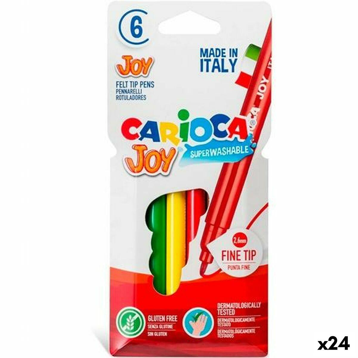 Carioca JOY fiberpenne - multifarver, fin spids 2,6 mm, 6 stk (24 pakker)