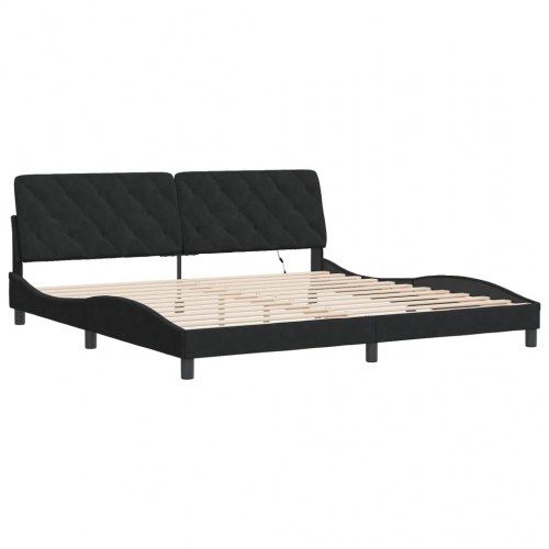 Sengeramme med LED uden madras 200 x 200 cm - sort velour