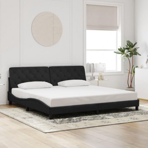 Sengeramme med LED uden madras 200 x 200 cm - sort velour
