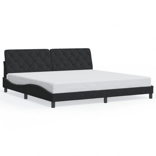 Sengeramme med LED uden madras 200 x 200 cm - sort velour