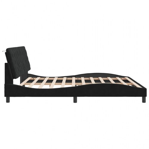 Sengeramme med LED uden madras 200 x 200 cm - sort velour
