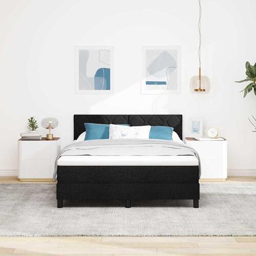 Boxmadras med topmadras med madras Sort 160 x 200 cm Stof