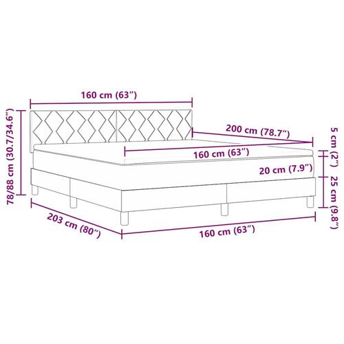 Boxmadras med topmadras med madras Sort 160 x 200 cm Stof