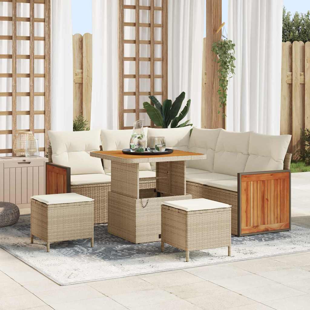 Havesofa Sæt 8 stk Beige og creme 80 x 80 x 71 cm polyrattan billede