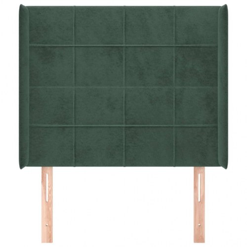 Sengegavl med kanter i fløjl 83 x 16 x 118/128 cm - mørkegrøn