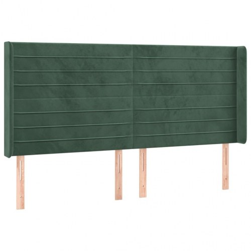 Sengegavl med kanter i fløjl - 163×16×118/128 cm, mørkegrøn
