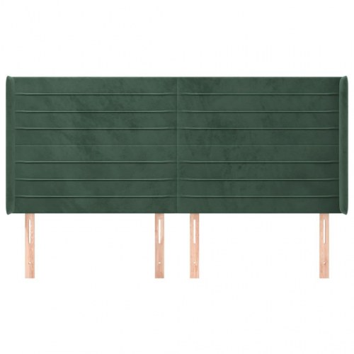 Sengegavl med kanter i fløjl - 163×16×118/128 cm, mørkegrøn