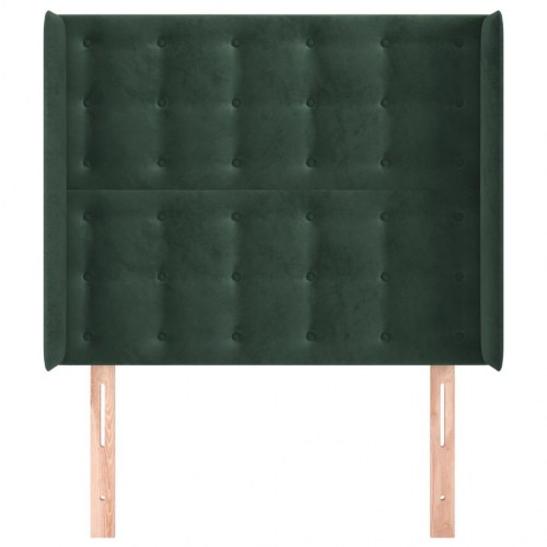 Sengegavl med kanter i fløjl - mørkegrøn, 83×16×118/128 cm