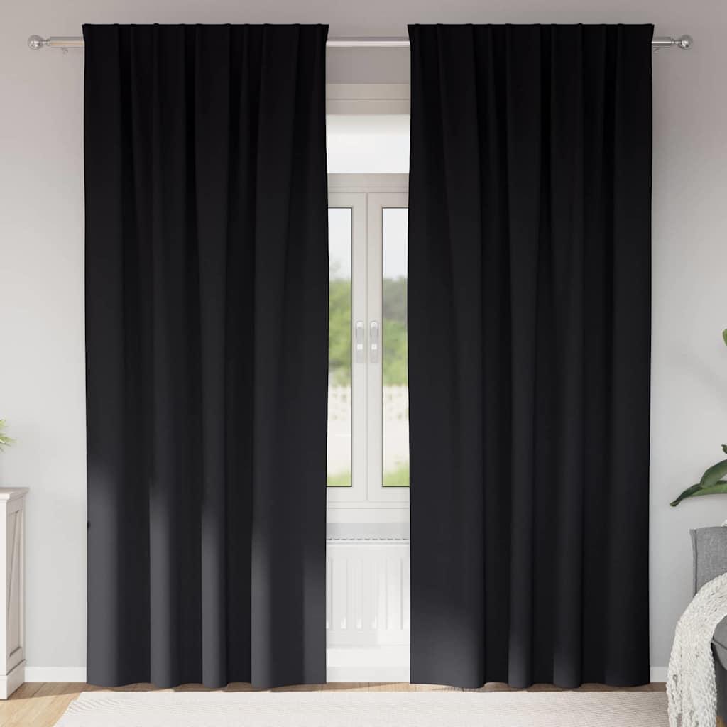 Mørklægningsgardiner med gardiner Sort Polyester billede