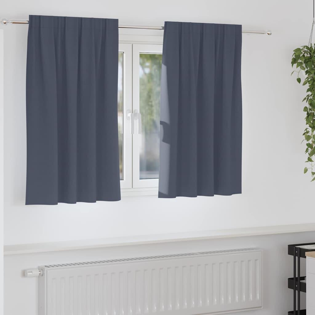 Mørklægningsgardiner med ringe - 2 stk, antracit, 140 × 140 cm