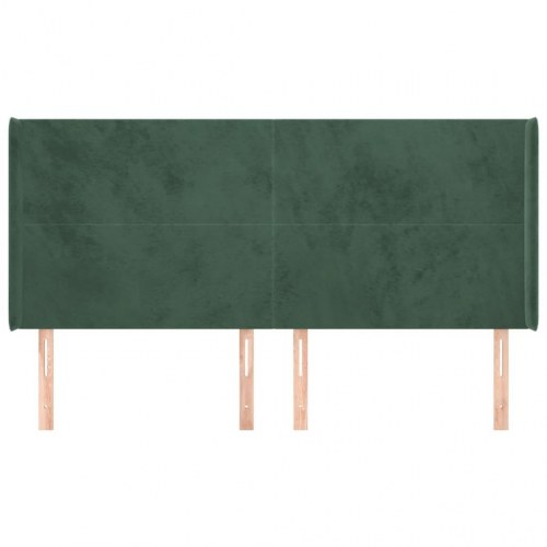 Sengegavl med kanter i fløjl 163x16x118/128 cm - mørkegrøn