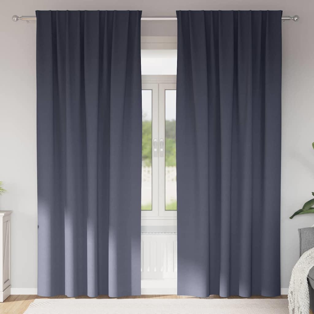 Mørklægningsgardiner med ringe - 2 stk, antracit 225 × 140 cm