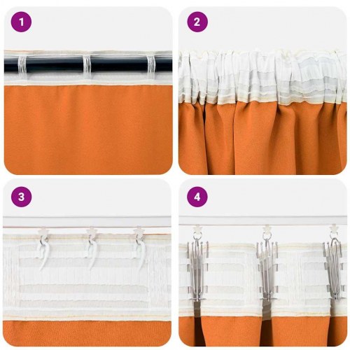 Mørklægningsgardiner med gardiner Orange Polyester