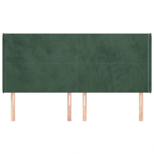 Sengegavl med kanter i fløjl - 203x16x118/128 cm, mørkegrøn