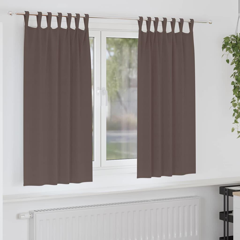 Mørklægningsgardiner Med Ringe 2 Dele 140 X - Mørkebrun / 175 cm / Tab tops
