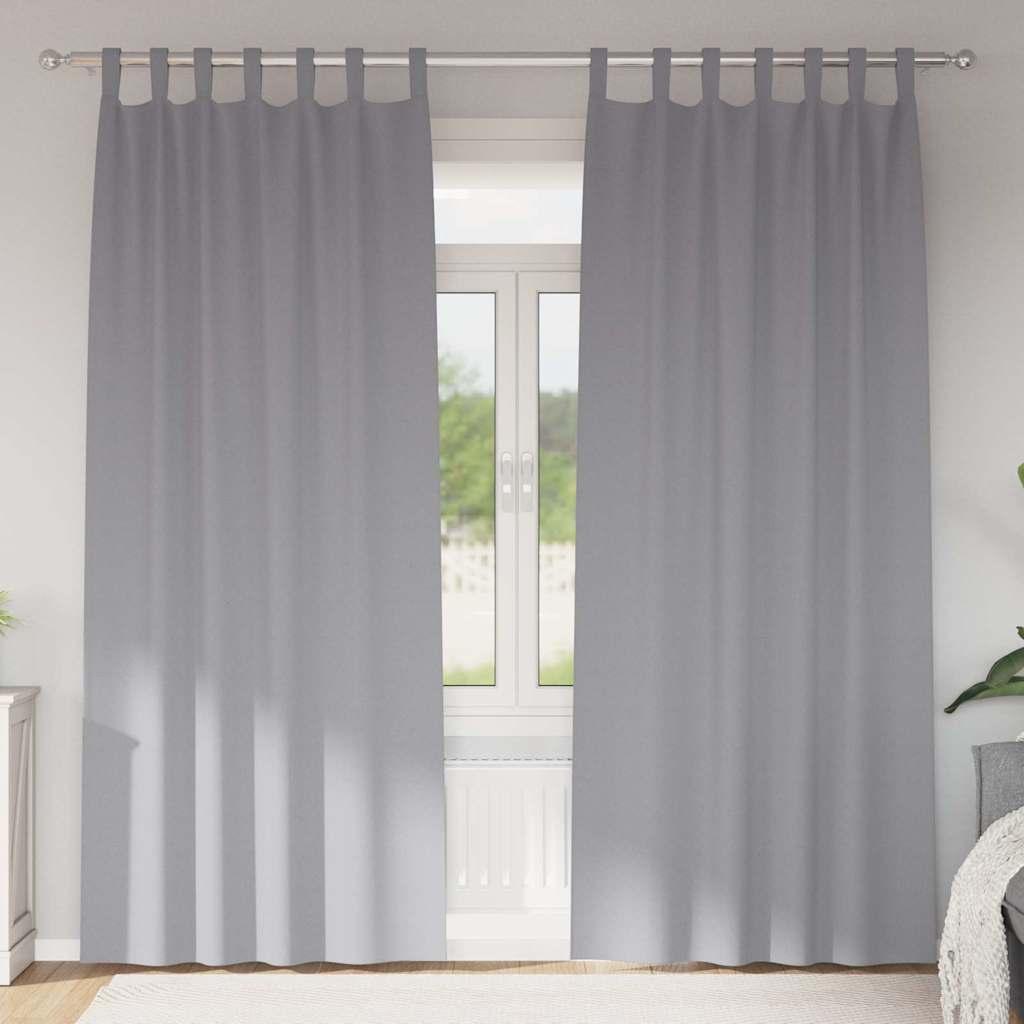 Mørklægningsgardiner Med Ringe 2 Dele 140 X - Lysegrå / 225 cm / Tab tops