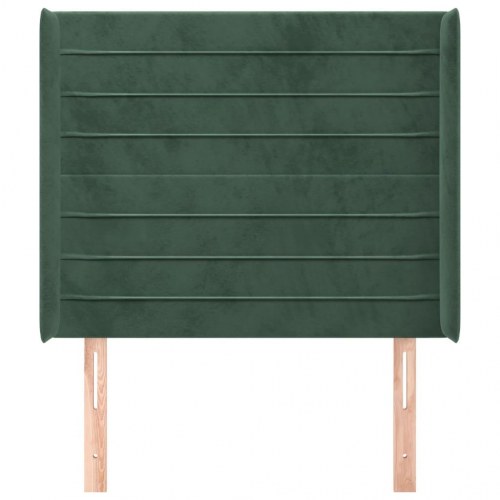 Sengegavl med kanter i fløjl - 103x16x118/128 cm, mørkegrøn