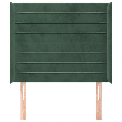 Sengegavl med kanter i fløjl - 93x16x118/128 cm, mørkegrøn