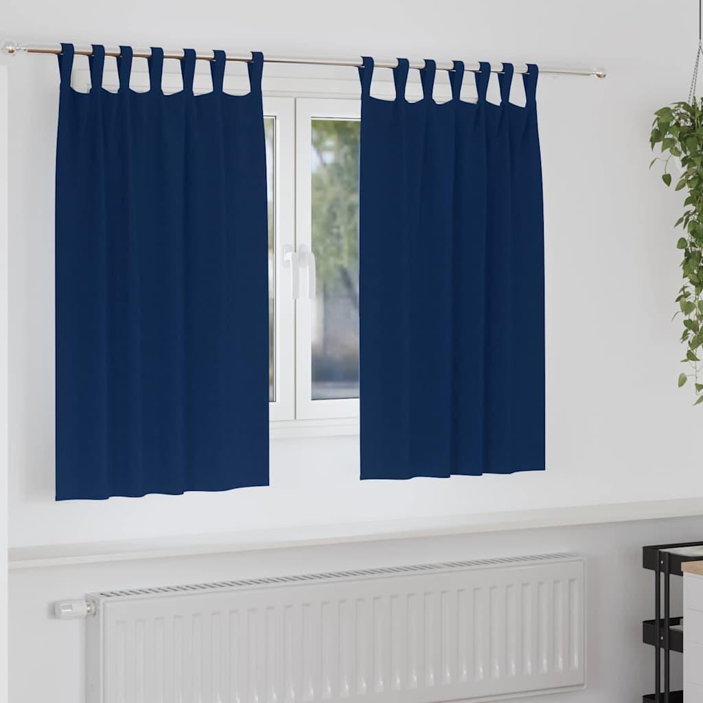 Mørklægningsgardiner Med Ringe 2 Dele 140 X - Mørkeblå / 140 cm / Tab tops