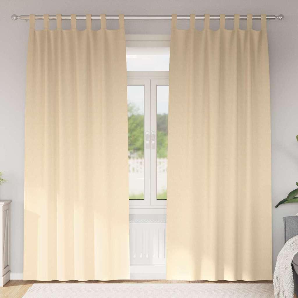 Mørklægningsgardiner Med Ringe 2 Dele 140 X - Creme / 225 cm / Tab tops