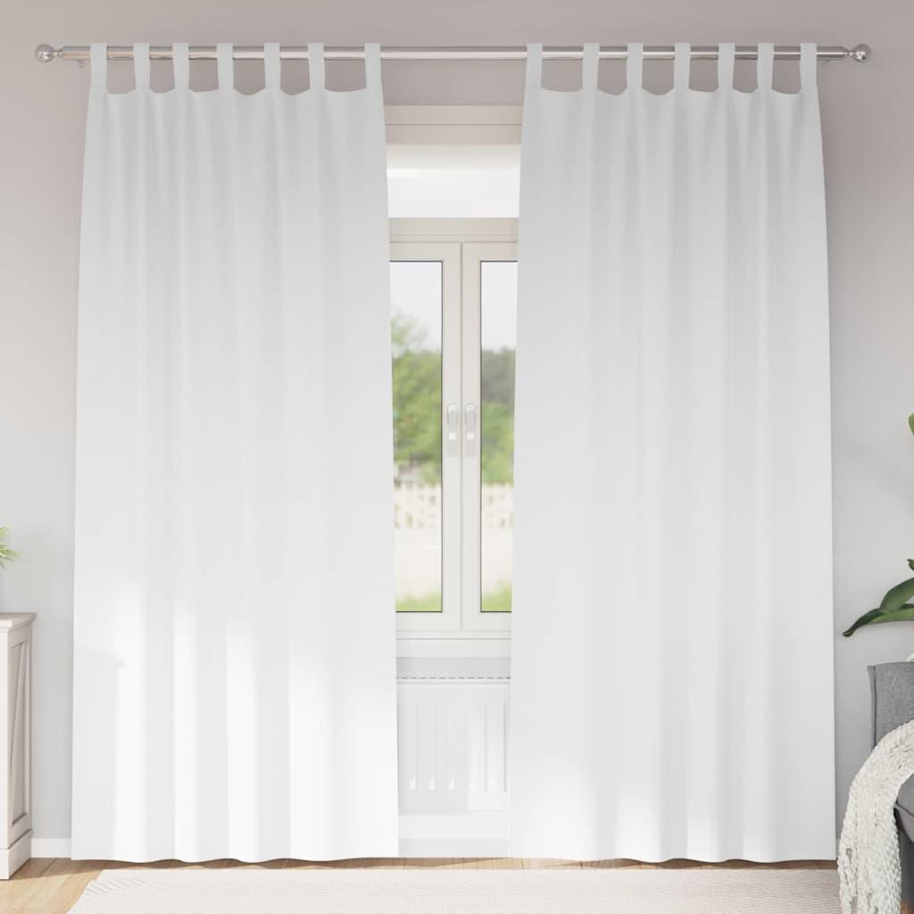 Mørklægningsgardiner med ringe - 2 stk - ren hvid 225 × 140 cm