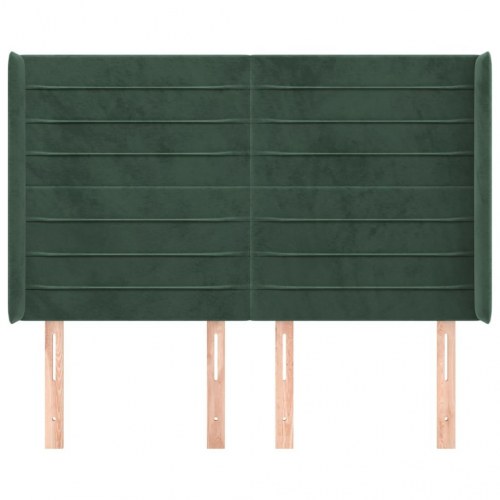 Sengegavl med kanter i fløjl - 147×16×118/128 cm, mørkegrøn