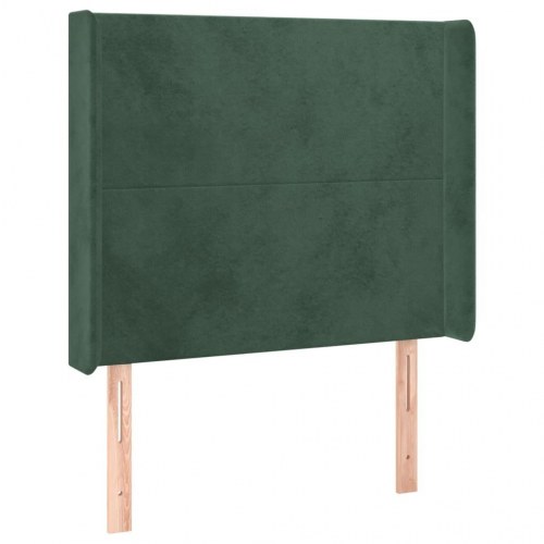 Sengegavl med kanter 93×16×118/128 cm - fløjl, mørkegrøn