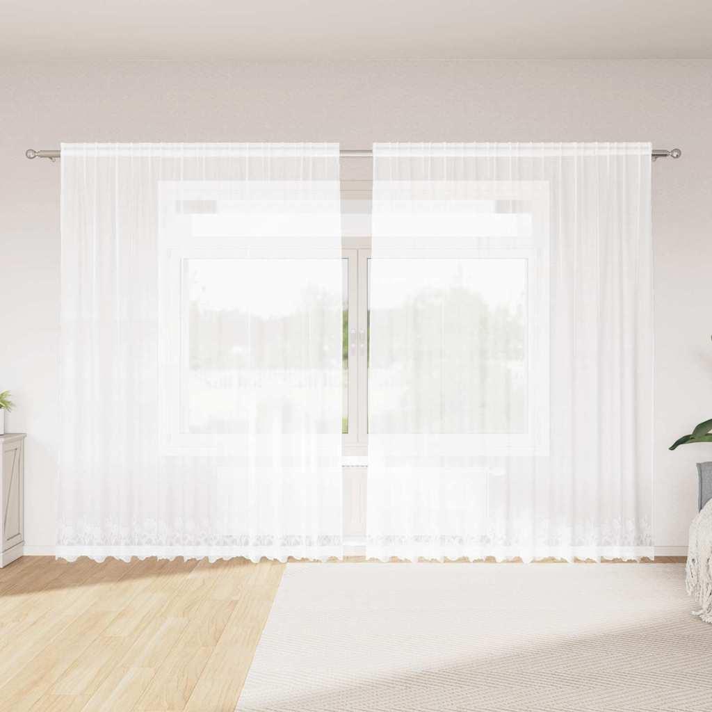 Gardiner med gardiner Blomstret Hvid 300 x 240 cm Polyester