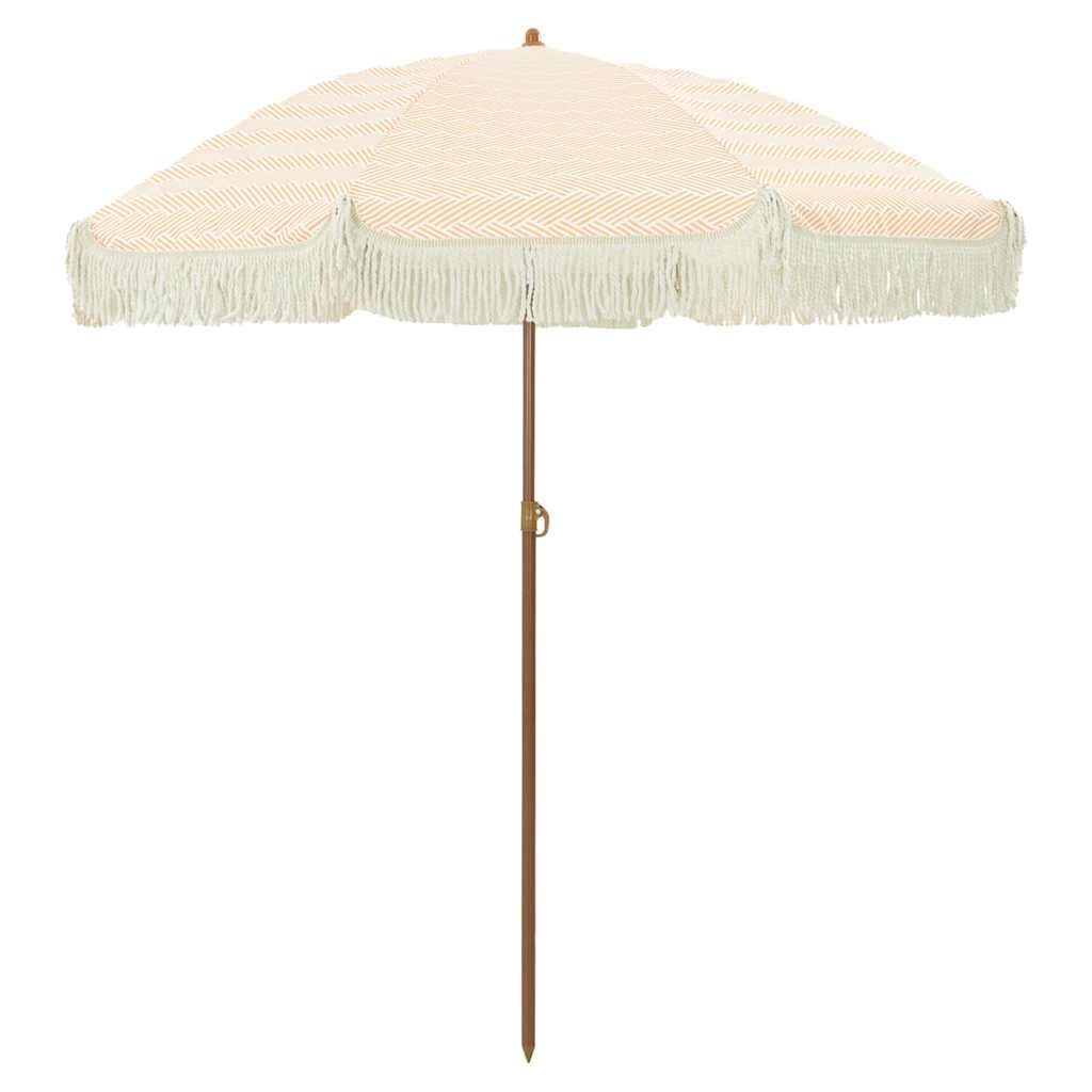 Parasol Gul og Hvid Ø 160 x 195 cm Stål