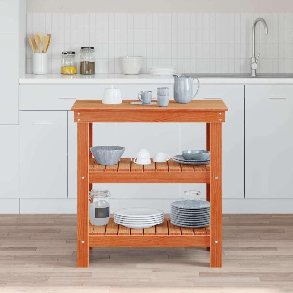 Arbejdsbænk Gyldenbrun 78.5 x 50 x 80 cm Massivt fyrretræ billede