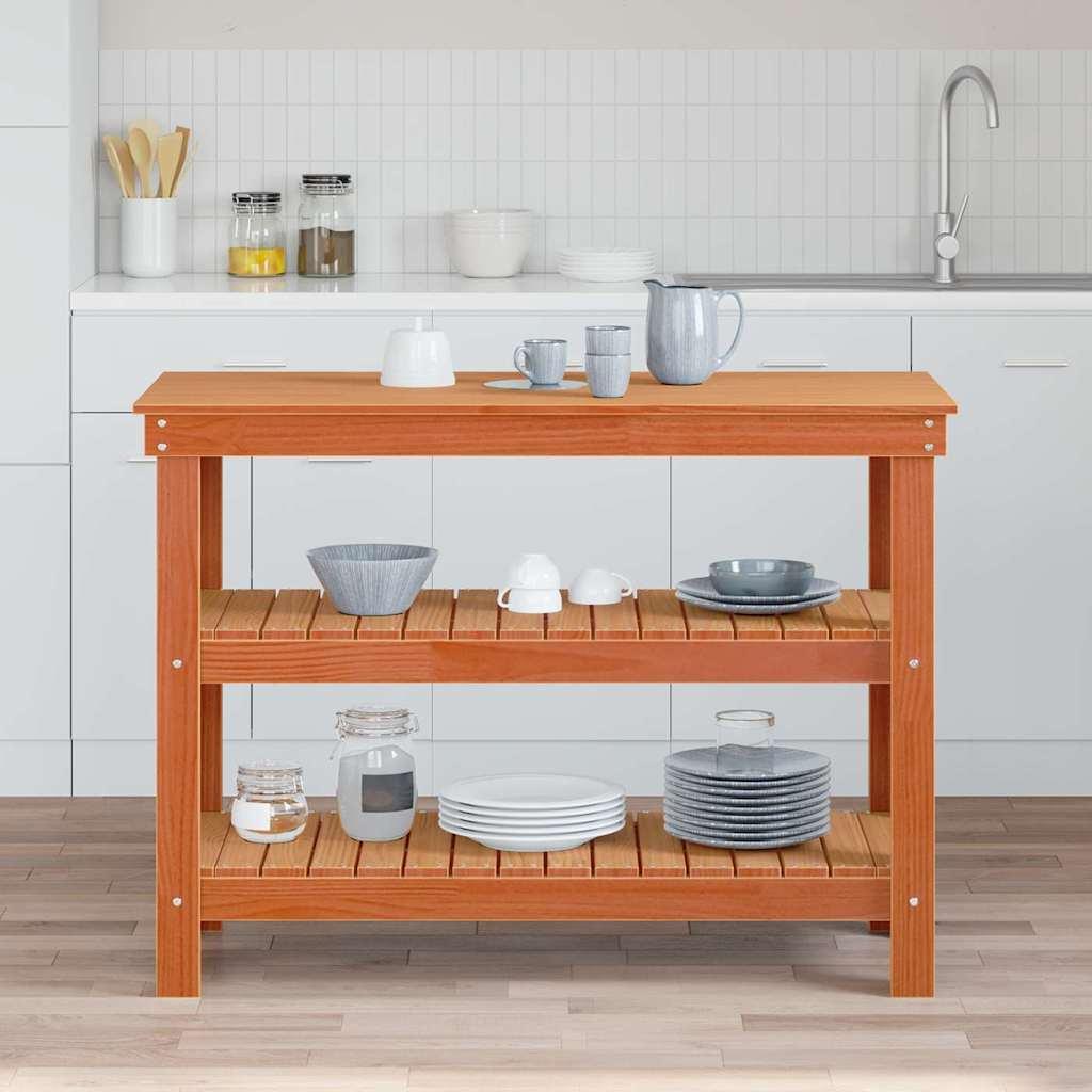 Arbejdsbænk Gyldenbrun 110,5 x 50 x 80 cm Massivt fyrretræ