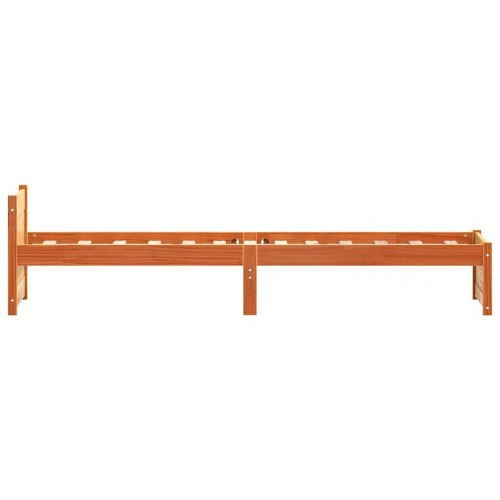 Sengestel i massiv fyrretræ - voks brun, 195,5 × 80,5 × 51 cm (til madras 80 × 200 cm)
