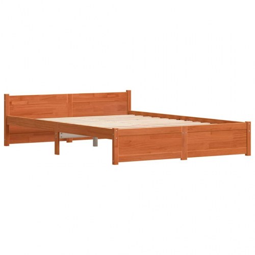 Sengeramme i massivt fyrretræ - voks brun, 195,5 × 145,5 × 51 cm (til 140 × 200 cm)