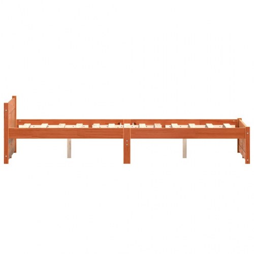 Sengeramme i massivt fyrretræ - voks brun, 195,5 × 145,5 × 51 cm (til 140 × 200 cm)